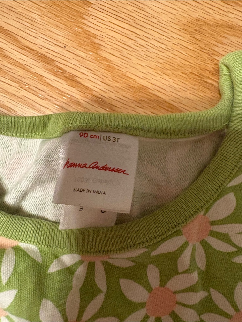 Hanna Andersson Green Daisy Print Cotton Dress with Pink Centers - Picture 2 of 2
